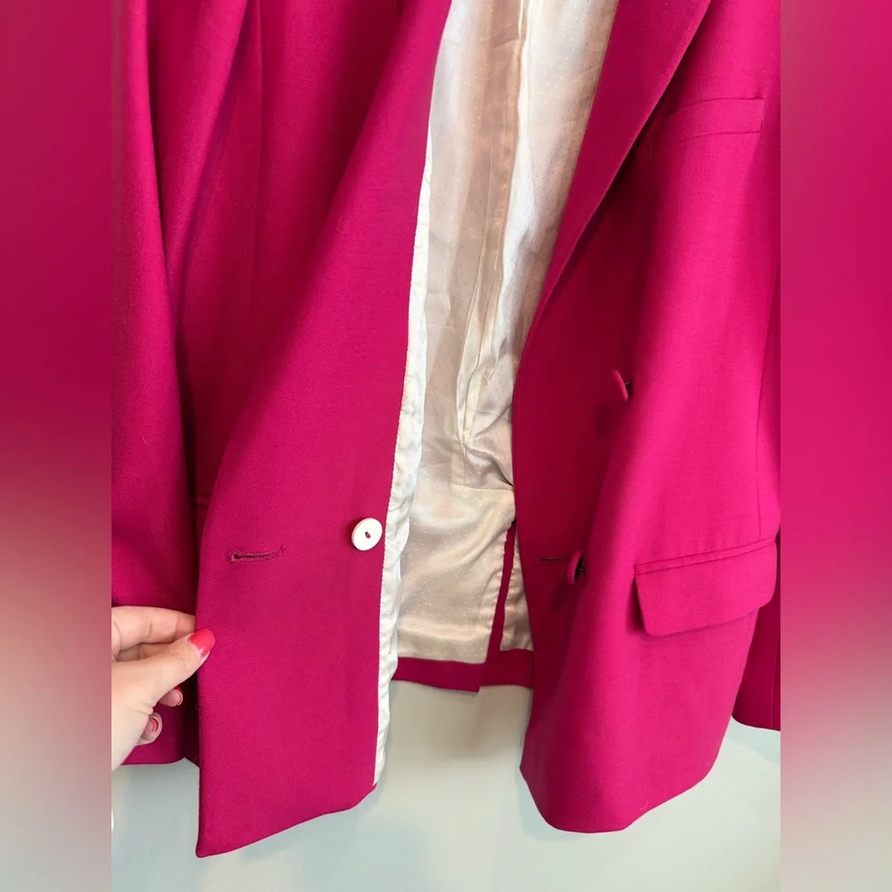 Sezane Raspberry Double-Breasted Blazer - Picture 5 of 11